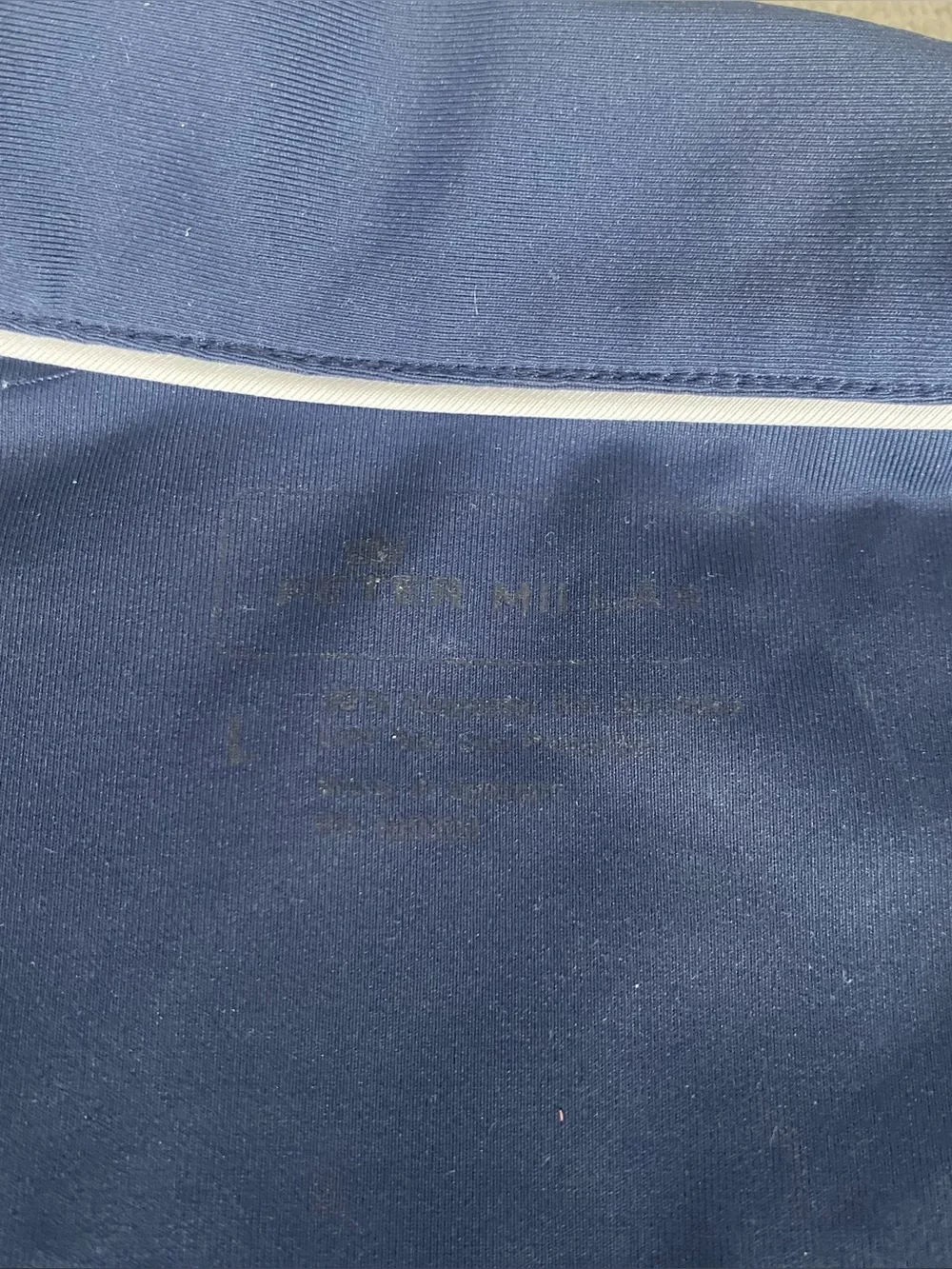 Peter Millar Navy Sleeveless Polo with White Trim and Embroidered Crest large